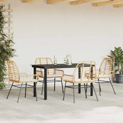 Set da Pranzo da Giardino 5pz con Cuscini Polyrattan Vetro | homemem39