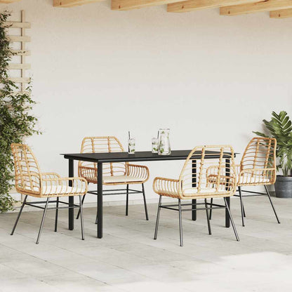 Set da Pranzo da Giardino 5pz con Cuscini Polyrattan Vetro | homemem39