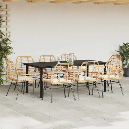Set da Pranzo da Giardino 9 pz con Cuscini Polyrattan Vetro | homemem39