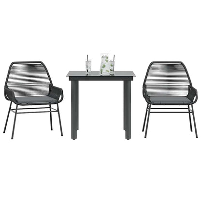 Set da Pranzo da Giardino 3 pz con Cuscini Polyrattan Vetro | homemem39