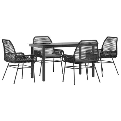 Set da Pranzo da Giardino con Cuscini 5 pz Polyrattan Vetro