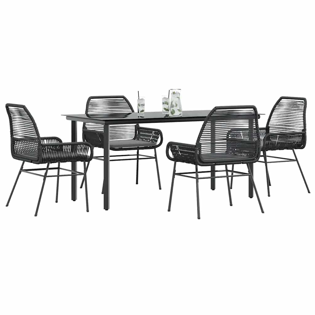 Set da Pranzo da Giardino con Cuscini 5 pz Polyrattan Vetro - homemem39
