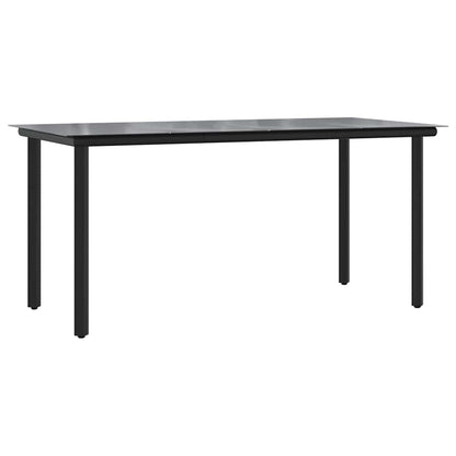 Set Pranzo da Giardino 7 pz Nero con Cuscini Polyrattan Vetro | homemem39