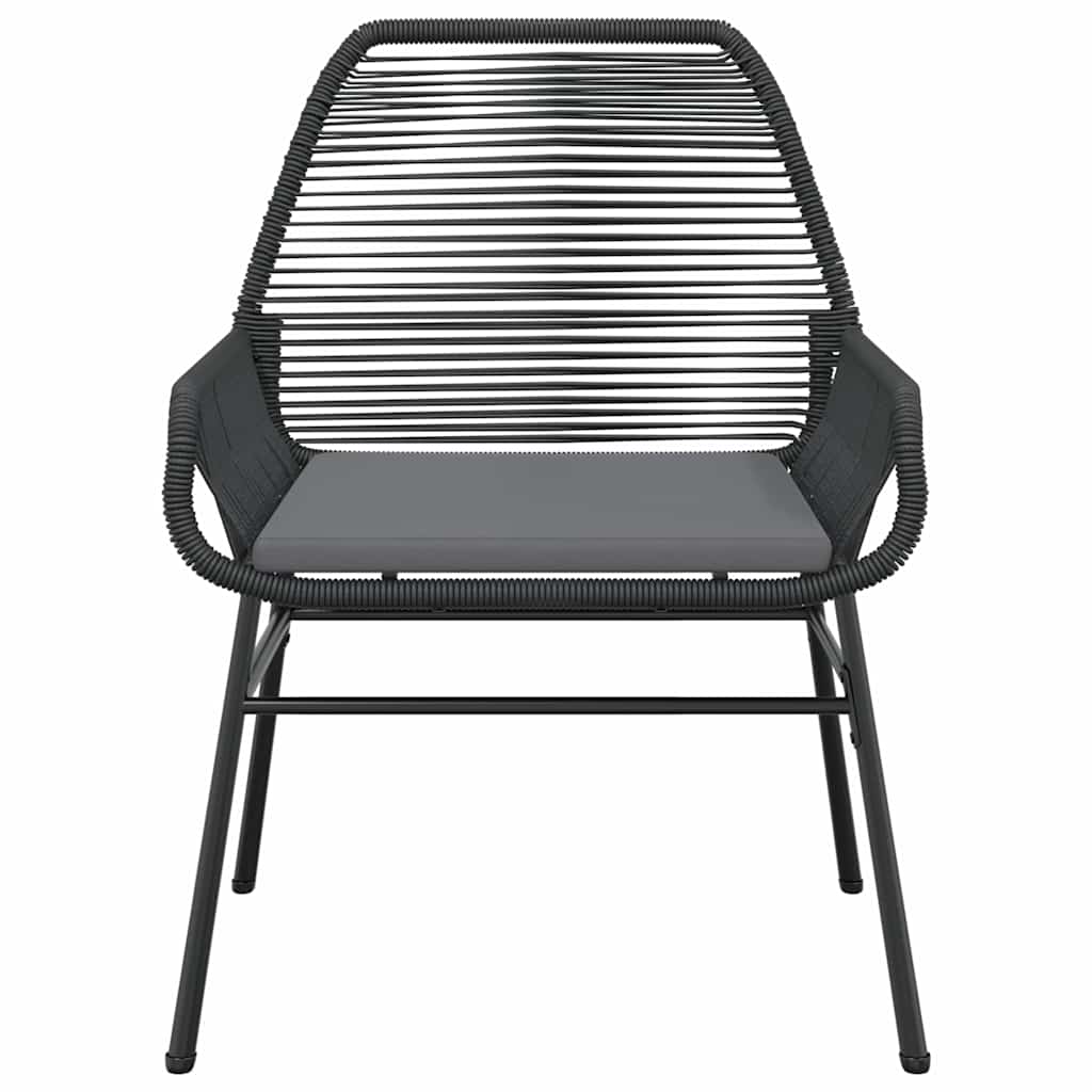 Set Pranzo da Giardino 7 pz Nero con Cuscini Polyrattan Vetro | homemem39
