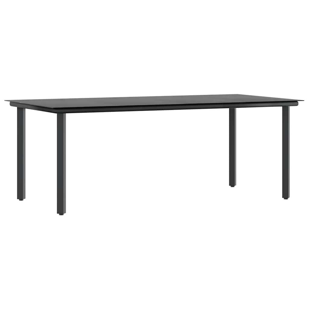 Set Pranzo da Giardino 7 pz Nero con Cuscini Polyrattan Vetro