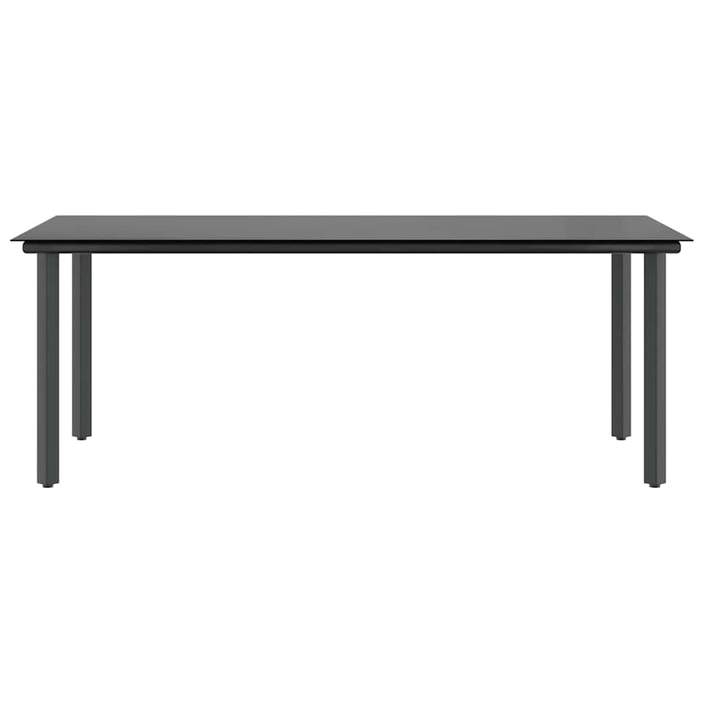 Set Pranzo da Giardino 7 pz Nero con Cuscini Polyrattan Vetro