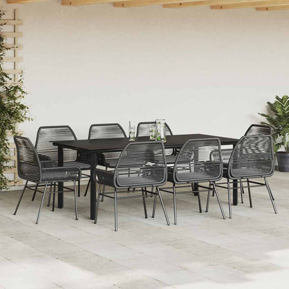 Set da Pranzo da Giardino 9 pz con Cuscini Polyrattan Vetro