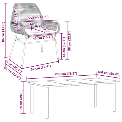 Set da Pranzo da Giardino 9 pz con Cuscini Polyrattan Vetro