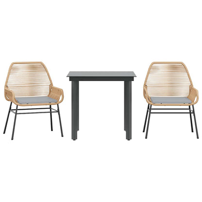 Set da Pranzo da Giardino 3pz con Cuscini Polyrattan Vetro | homemem39