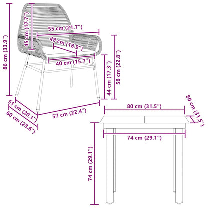 Set da Pranzo da Giardino 3pz con Cuscini Polyrattan Vetro | homemem39