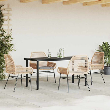 Set da Pranzo da Giardino 5pz con Cuscini Polyrattan Vetro | homemem39