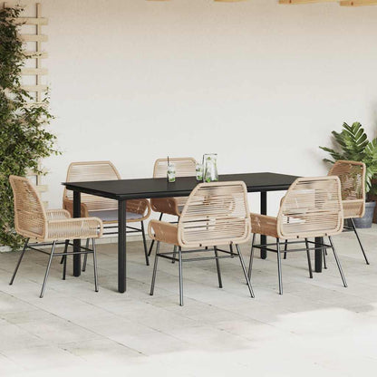 Set Pranzo da Giardino 7pz con Cuscini Marrone Polyrattan Vetro | homemem39