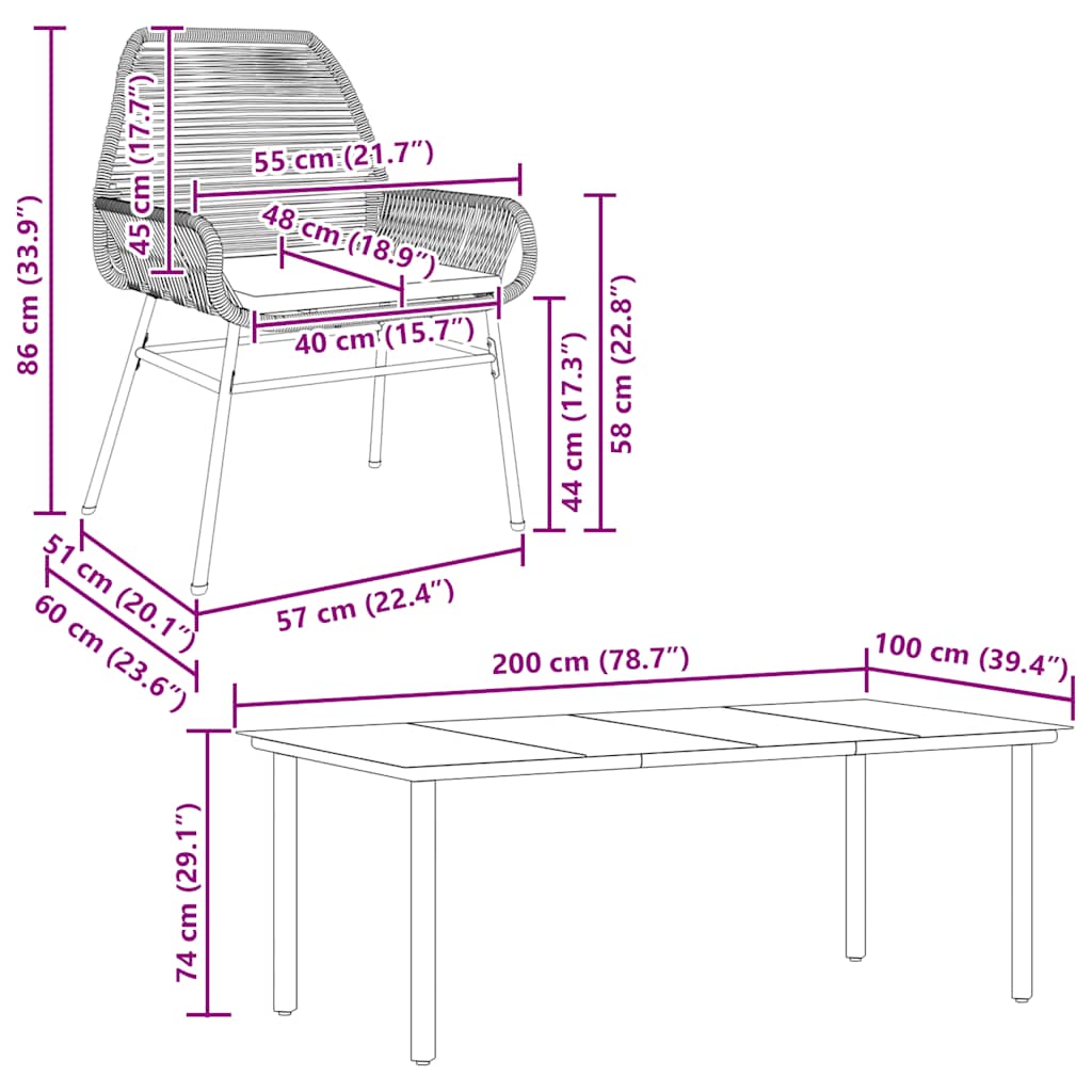 Set Pranzo da Giardino 7pz con Cuscini Marrone Polyrattan Vetro | homemem39