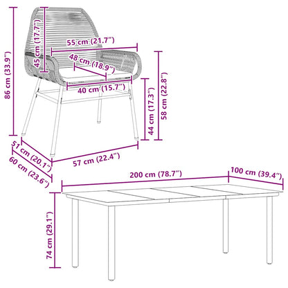 Set Pranzo da Giardino 7pz con Cuscini Marrone Polyrattan Vetro | homemem39