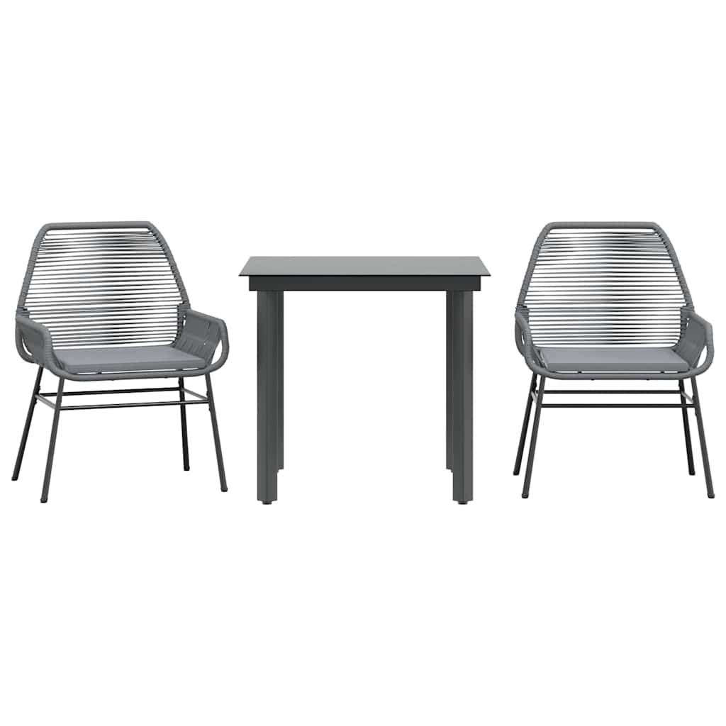 Set da Pranzo da Giardino 3 pz con Cuscini in Polyrattan Vetro | homemem39