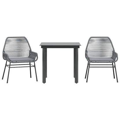 Set da Pranzo da Giardino 3 pz con Cuscini in Polyrattan Vetro | homemem39