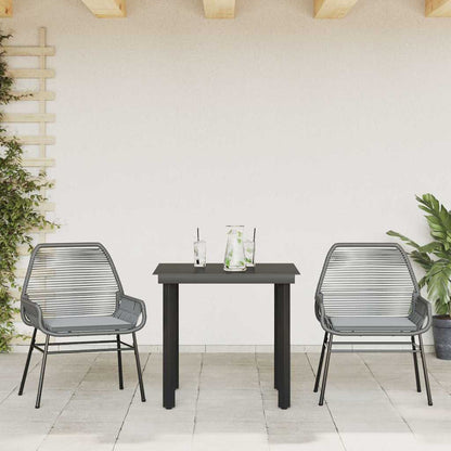 Set da Pranzo da Giardino 3 pz con Cuscini in Polyrattan Vetro | homemem39