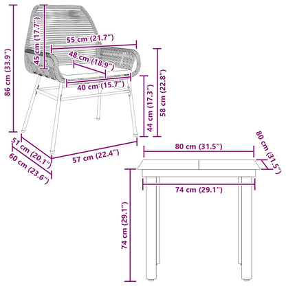 Set da Pranzo da Giardino 3 pz con Cuscini in Polyrattan Vetro | homemem39