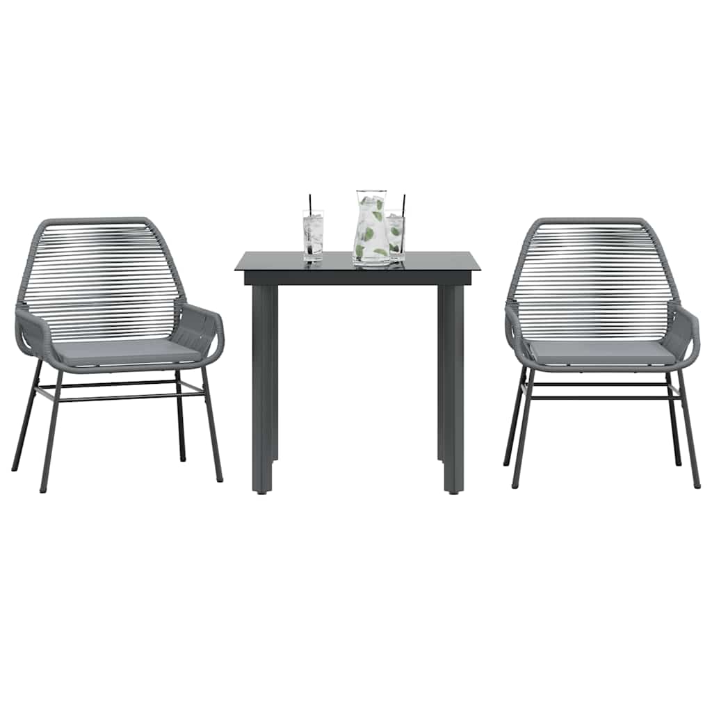 Set da Pranzo da Giardino 3 pz con Cuscini in Polyrattan Vetro | homemem39