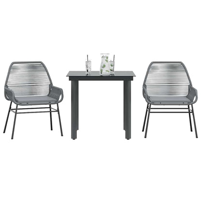 Set da Pranzo da Giardino 3 pz con Cuscini in Polyrattan Vetro | homemem39