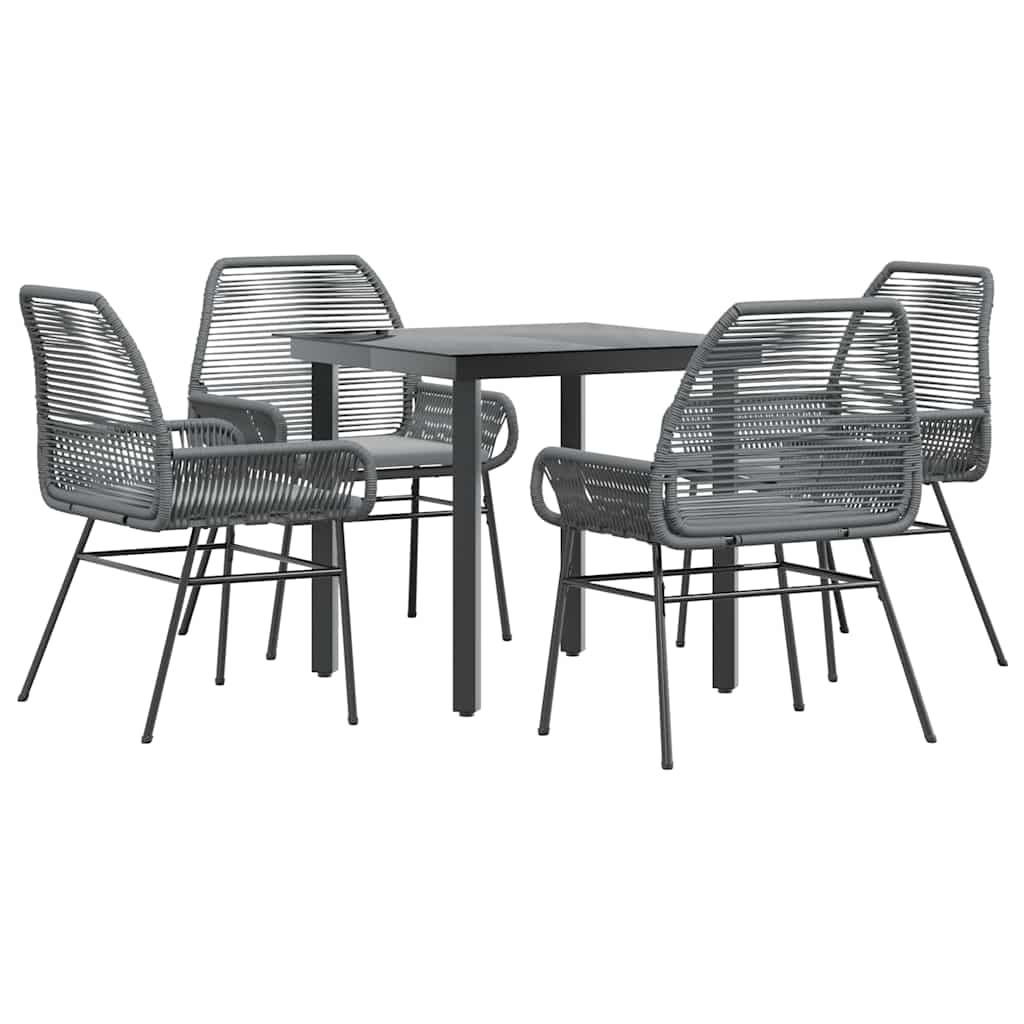 Set da Pranzo da Giardino 5 pz con Cuscini Polyrattan Vetro | homemem39