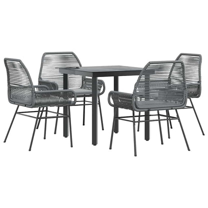 Set da Pranzo da Giardino 5 pz con Cuscini Polyrattan Vetro | homemem39