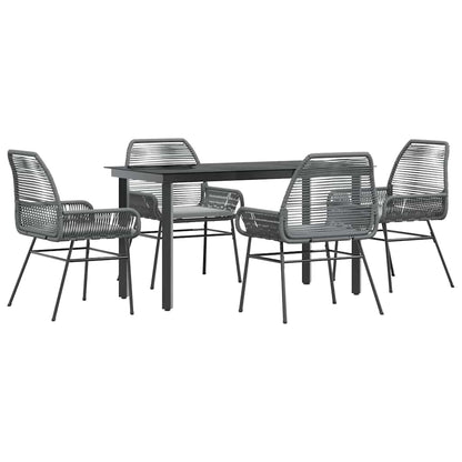 Set da Pranzo da Giardino 5 pz con Cuscini Polyrattan Vetro | homemem39