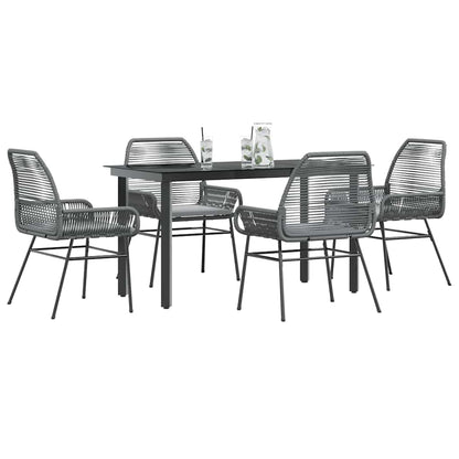 Set da Pranzo da Giardino 5 pz con Cuscini Polyrattan Vetro | homemem39