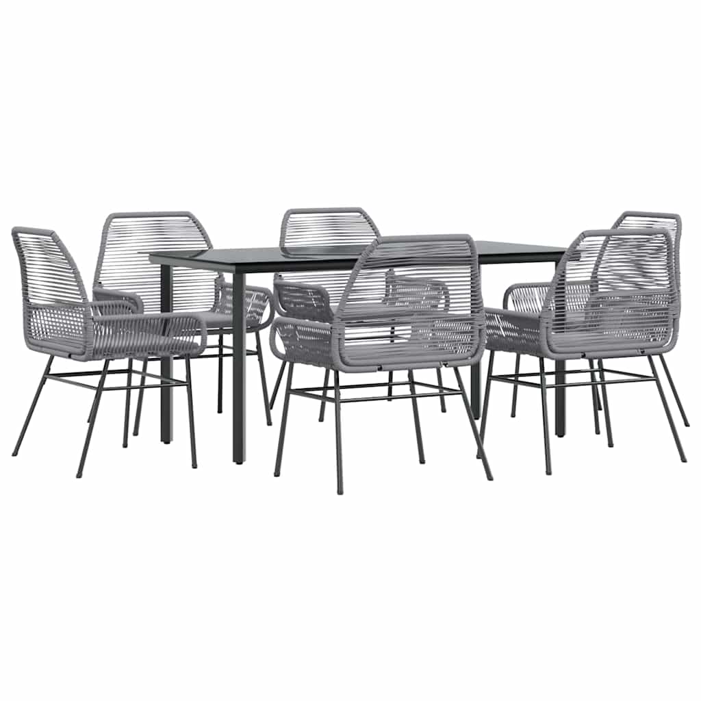 Set da Pranzo da Giardino 7 pz con Cuscini Polyrattan Vetro | homemem39