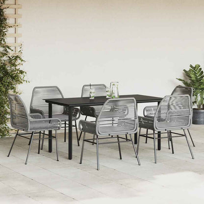 Set da Pranzo da Giardino 7 pz con Cuscini Polyrattan Vetro | homemem39