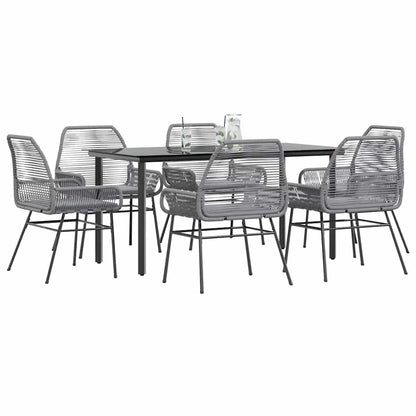 Set da Pranzo da Giardino 7 pz con Cuscini Polyrattan Vetro | homemem39