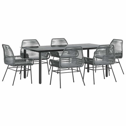 Set da Pranzo da Giardino 7 pz con Cuscini Polyrattan Vetro | homemem39