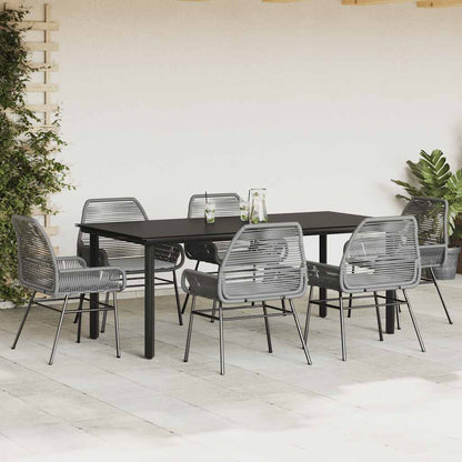 Set da Pranzo da Giardino 7 pz con Cuscini Polyrattan Vetro | homemem39