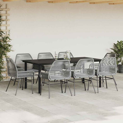 Set da Pranzo da Giardino 9 pz con Cuscini Polyrattan Vetro