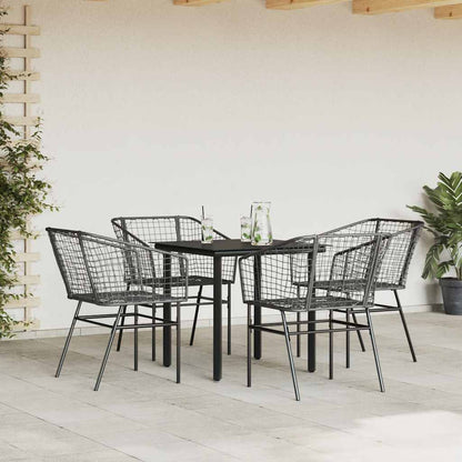 Set Mobili da Pranzo per Giardino 5 pz Nero Polyrattan Vetro - homemem39