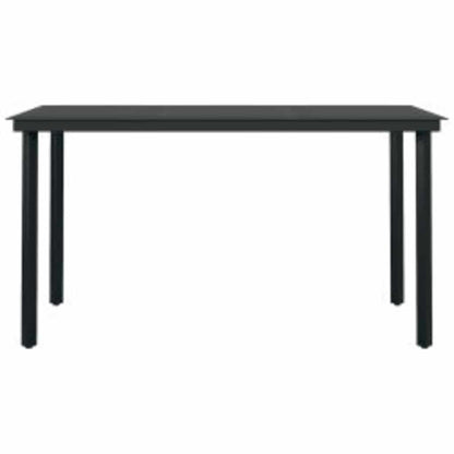 Set Mobili da Pranzo per Giardino 5 pz Nero Polyrattan Vetro | homemem39