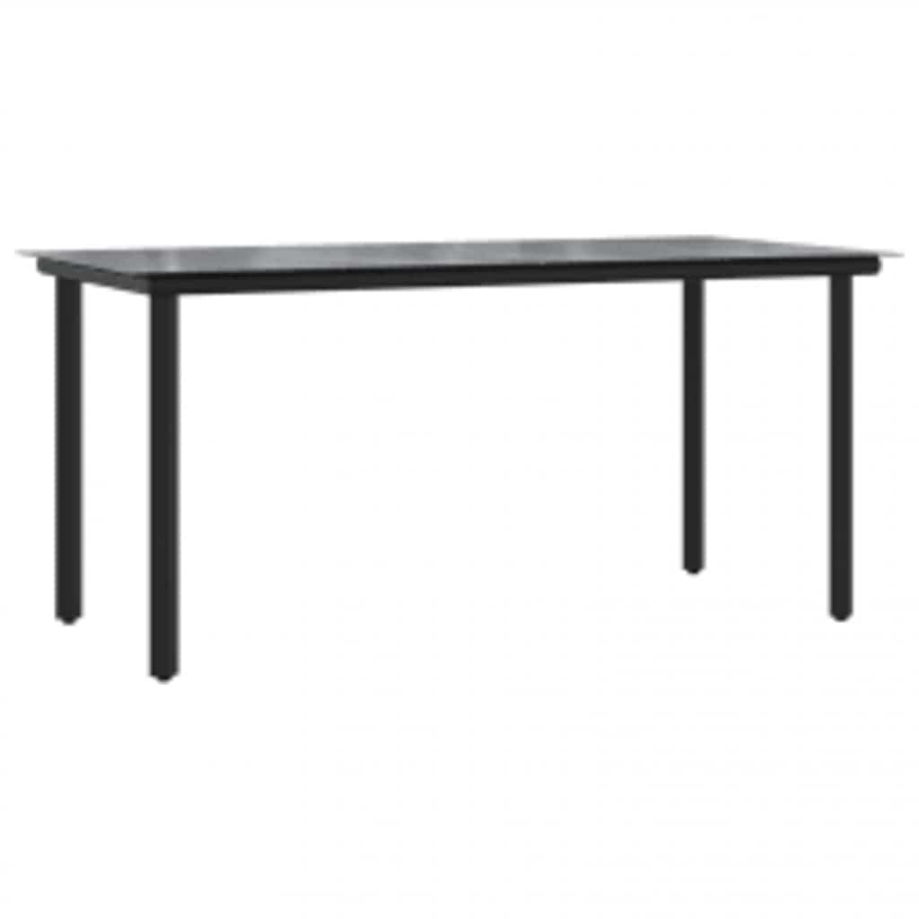 Set Mobili da Pranzo per Giardino 5 pz Nero Polyrattan Vetro | homemem39