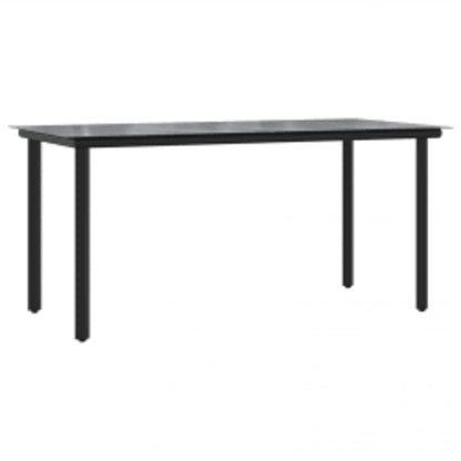 Set Mobili da Pranzo per Giardino 5 pz Nero Polyrattan Vetro | homemem39