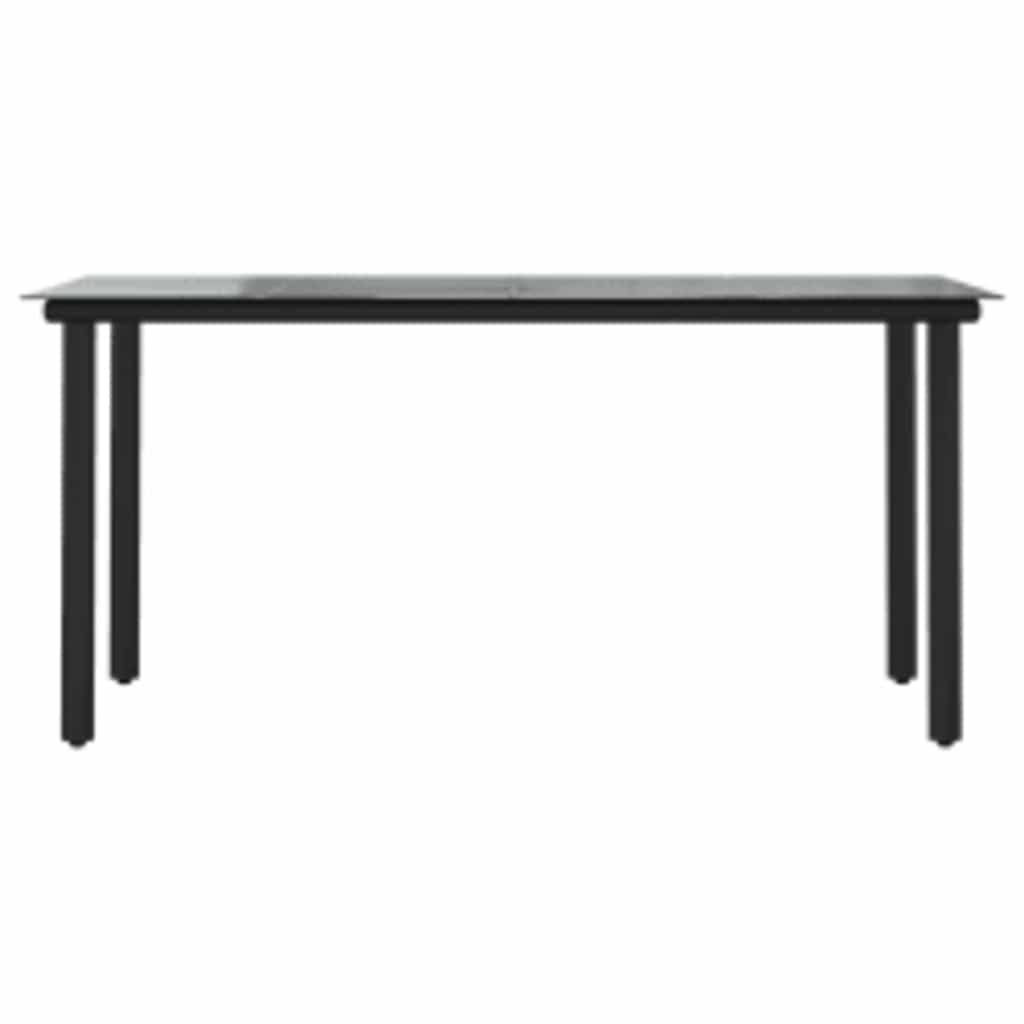 Set Mobili da Pranzo per Giardino 5 pz Nero Polyrattan Vetro | homemem39
