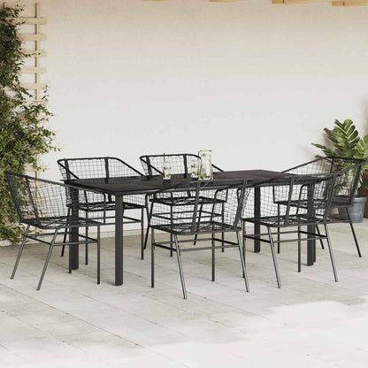 Set Pranzo da Giardino 7 pz Nero Polyrattan Vetro | homemem39