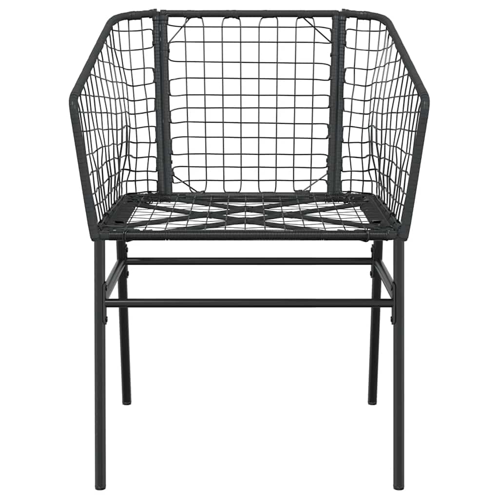 Set Pranzo da Giardino 7 pz Nero Polyrattan Vetro | homemem39