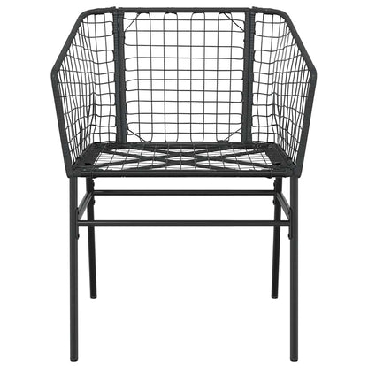 Set Pranzo da Giardino 7 pz Nero Polyrattan Vetro | homemem39
