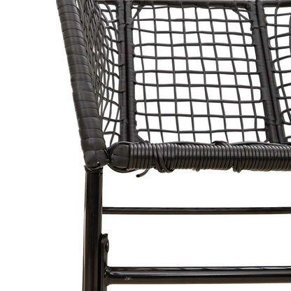 Set Pranzo da Giardino 7 pz Nero Polyrattan Vetro | homemem39