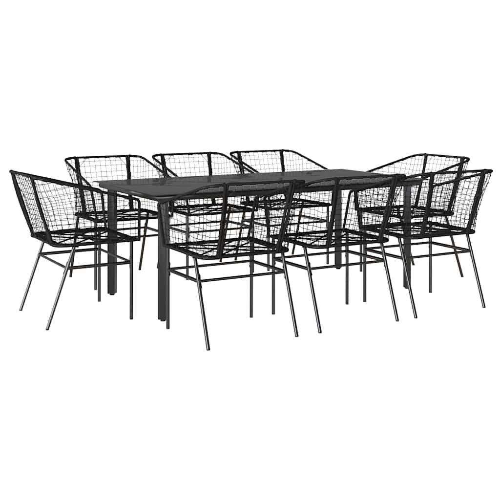 Set da Pranzo da Giardino 9 pz Polyrattan Vetro | homemem39