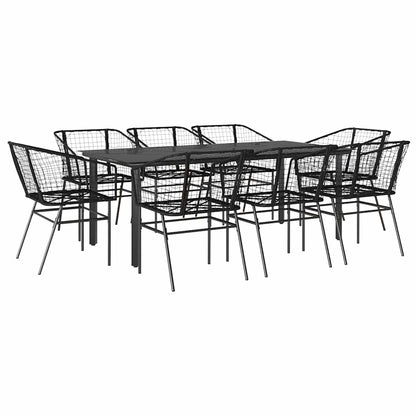 Set da Pranzo da Giardino 9 pz Polyrattan Vetro | homemem39