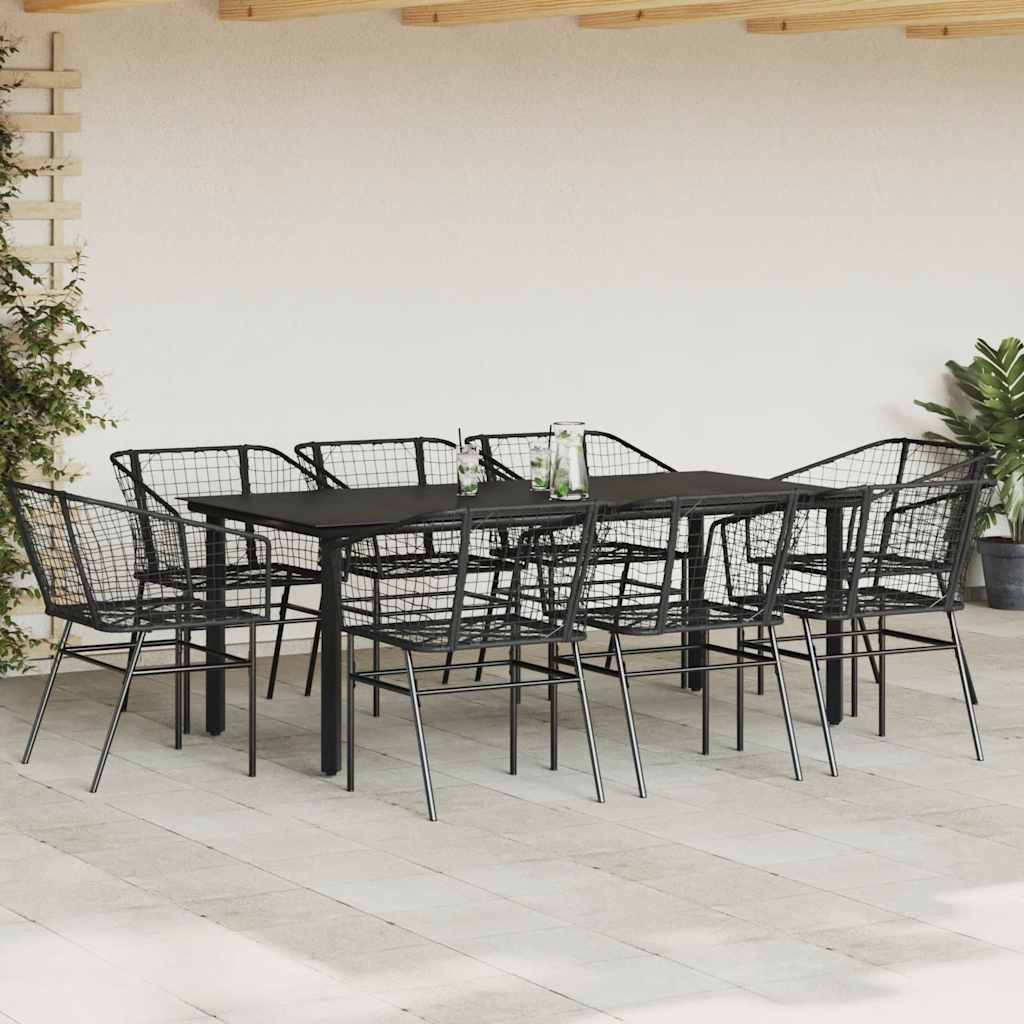 Set da Pranzo da Giardino 9 pz Polyrattan Vetro | homemem39