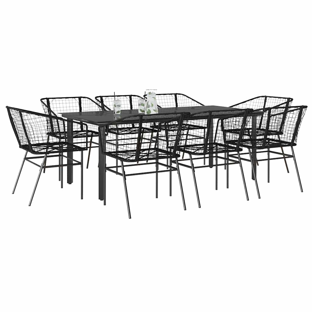 Set da Pranzo da Giardino 9 pz Polyrattan Vetro | homemem39