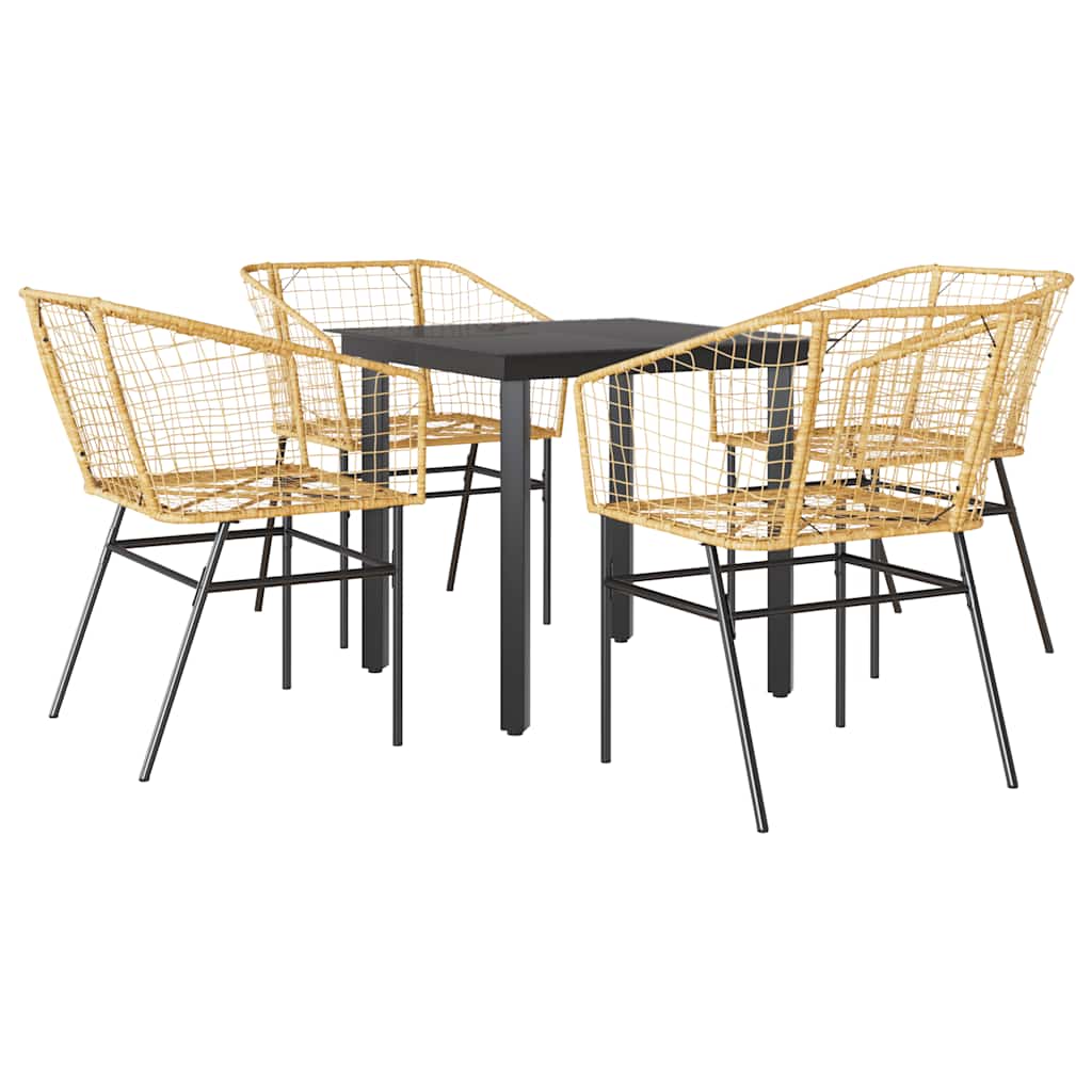 Set da Pranzo da Giardino 5pz Polyrattan Vetro | homemem39