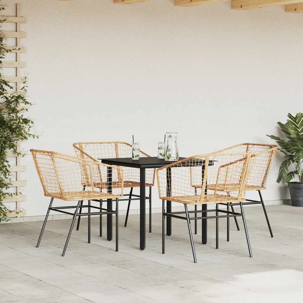 Set da Pranzo da Giardino 5pz Polyrattan Vetro | homemem39