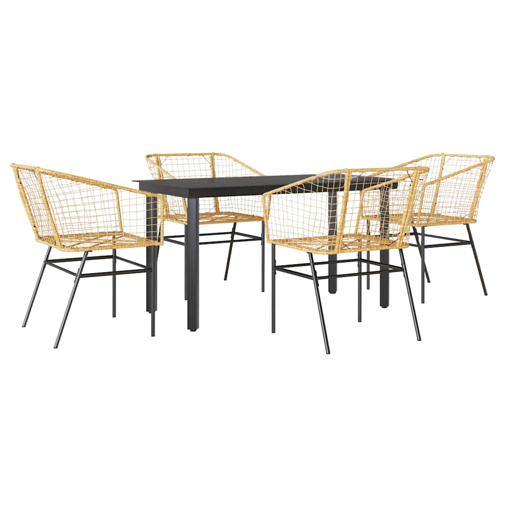 Set da Pranzo da Giardino 5pz Polyrattan Vetro | homemem39